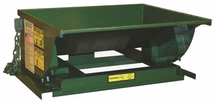 Jesco low profile self dumping forklift hopper